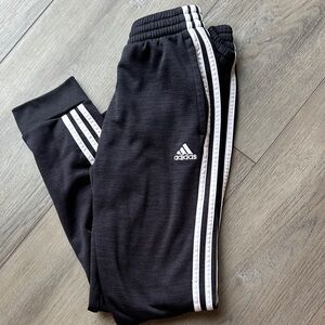 Adidas Kids Black Joggers with White Stripes